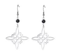 Boucles D'oreilles pour Femme avec Pierre de Naissance Noire Nœud de Sorcière Celtique Boucles D'oreilles Wicca Païens