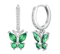 Boucles d'oreilles pour femme CENCERY, pierre de naissance de mai, pendantes vert émeraude, cadeau avec boîte à bijoux