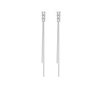 Boucles d'oreilles pour femme en argent originales avec double ligne et 3 zircons. Boucle d'oreille pour femme argent ou or 18 carats, idéales pour un cadeau d'anniversaire... Bijoux (Plaqué argent)