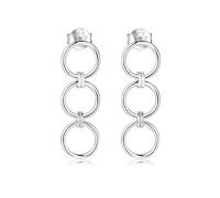 Boucles d'oreilles pour femme en argent originales avec trois anneaux verticaux. Boucle d'oreille pour femme argent ou or 18 carats, idéales pour un cadeau d'anniversaire... Bijoux (Plaqué argent)