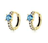 Boucles d'oreilles pour femme en argent originales avec un zircon au centre. Boucle d'oreille pour femme argent ou or 18 carats, idéales pour un cadeau d'anniversaire... Bijoux femme (Plaqué or)