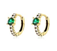 Boucles d'oreilles pour femme en argent originales avec un zircon au centre. Boucle d'oreille pour femme argent ou or 18 carats, idéales pour un cadeau d'anniversaire... Bijoux femme (Plaqué or)