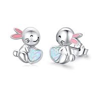 Boucles d'oreilles pour femme en argent sterling 925 avec opale en forme d'étoile de mer/champignon/cœur/éléphant/lapin/étoile pour filles et enfants, Argent sterling