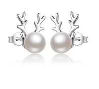 Boucles d'oreilles pour femme - En argent sterling 925 - Avec perles de bois
