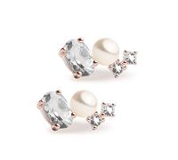 Boucles d'oreilles pour femme en perles de culture d'eau douce blanches Collection Youniq SECRET & YOU - Boucles d'oreilles en argent sterling 925 plaqué or rose 18 carats, Perle