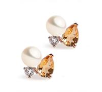 Boucles d'oreilles pour femme en perles de culture d'eau douce blanches Collection Youniq SECRET & YOU - Boucles d'oreilles en argent sterling 925 plaqué or rose 18 carats, Perle