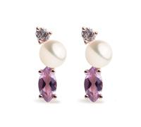 Boucles d'oreilles pour femme en perles de culture d'eau douce blanches Collection Youniq SECRET & YOU - Boucles d'oreilles en argent sterling 925 plaqué or rose 18 carats, Perle