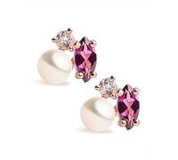 Boucles d'oreilles pour femme en perles de culture d'eau douce blanches Collection Youniq SECRET & YOU - Boucles d'oreilles en argent sterling 925 plaqué or rose 18 carats, Perle