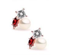 Boucles d'oreilles pour femme en perles de culture d'eau douce blanches Collection Youniq SECRET & YOU - Boucles d'oreilles en argent sterling 925 plaqué or rose 18 carats, Perle