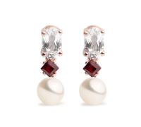Boucles d'oreilles pour femme en perles de culture d'eau douce blanches Collection Youniq SECRET & YOU - Boucles d'oreilles en argent sterling 925 plaqué or rose 18 carats, Perle