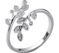 Boucles d'oreilles pour femmes anneau réglable Femmes, S925 Sterling Metal Feuille incrustée Cubic Zirconia Fashion Ajustement Rogue de queue ouverte