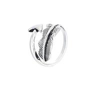 Boucles d'oreilles pour femmes anneau réglable Femmes, S925 Sterling Metal Retro Feather Arrow Fashion Réglable Ajustement ouvert Rague de queue