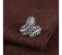 Boucles d'oreilles pour femmes anneau réglable Femmes, S925 Sterling Metal Retro Retro Plume Charm Nation Nation Ajustement Rogue de queue à articulations ouvertes