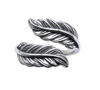 Boucles d'oreilles pour femmes anneau réglable Femmes, S925 Sterling Metal Vintage Double Leaf Texture charme réglable à nouée ouverte Anneau de queue