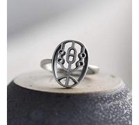 Boucles d'oreilles pour femmes anneaux réglables Femmes, S925 Sterling Metal Retro Disted Hollow Characte Characte Happy Alivable Open Knuckle Tail Ring Finger