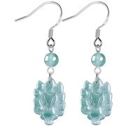 Boucles d'oreilles pour femmes,Bijoux Boucles d'oreilles Dieu Renard en Jade Eau Bleue Fei Cui Jadeit Antique Pendentif Dieu Renard à Neuf Queues Cristal Pièces en Argent Pur Chakra Balance Gemme Anim