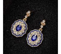 Boucles D'Oreilles pour Femmes, Boucle D Oreille Pendantes Bleue Or Royal Plaqué Argent Zircone Cubique Couronne pour Nouvelle Année Bijoux