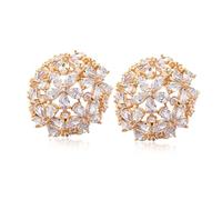 Boucles D'Oreilles pour Femmes, Boucle D'Oreille Clou Zirconium Or Boule de Fleur en Zircone Cubique 10mm pour Bal de Promo Bijoux