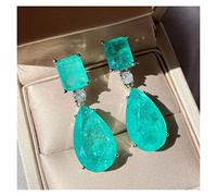 Boucles d'oreilles pour femmes boucles d'oreilles 925 Sterling Silver Emerald Gemstone Big Drop Oree Oreads Cocktail Fine Bijoux Gift Girls Mother Daughter (Couleur: Bigblue Mug)