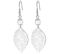 Boucles d'oreilles pour Femmes, Boucles d'oreilles à Goujon Simplicité élégante Boucles d'oreilles en Feuille Sterling 925 Long Gland Crochet Pendentif Bijoux d'oreille Taille: 65 X