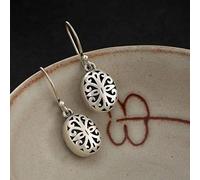 Boucles d'oreilles pour femmes, boucles d'oreilles à goutte d'oreilles de style chinois S990 Sterling Retro Hollow Personalité Fleur Totème Sterling Retro Femmes Moucles d'oreilles