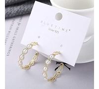 Boucles d'oreilles pour Femmes, Boucles d'oreilles à Tige en Perles, Boucles d'oreilles Creuses de Type C, Boucles d'oreilles à Aiguille en Argent Sterling S925, Bijoux d'oreille