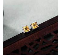 Boucles d'oreilles pour femmes, boucles d'oreilles chinoises de boucles d'oreilles S Crystal Topaz Oreads Thai Fairy Orees Personalité Square Simple Oreads Oreads Oliv
