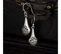 Boucles d'oreilles pour femmes, boucles d'oreilles de gouttes d'oreilles de style chinois S990 Sterling Vase Hollow Retro Totem correspond à toutes les boucles d'oreilles pour femmes