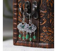 Boucles d'oreilles pour femmes, boucles d'oreilles de style chinois S925 rétro art mode poisson calcédoine gland bijoux boucles d'oreilles femmes calcédoine blanche