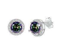 Boucles D'Oreilles pour Femmes, Boucles D'Oreilles Femme Argent Clou Argent Sterling S925 Zircone Cubique Cercle 9mm pour Nouvelle Année Bijoux