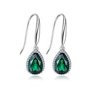 Boucles d'oreilles pour femmes， Boucles d'oreilles pendantes en argent sterling 925 et émeraude for femmes, bijoux verts