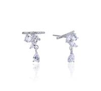 Boucles D'Oreilles pour Femmes, Clou D'Oreilles Femme Argent 925 Zircone Cubique Forme de Fleur 34.5X5.1mm pour Nouvelle Année Bijoux