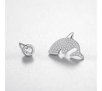 Boucles D'Oreilles pour Femmes, Clou D'Oreilles Femme Argent 925 Zircone Cubique Pavé Requin Cz 13X7mm pour Anniversaire Bijoux