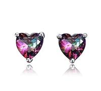 Boucles d'oreilles pour femmes coeur romantique 925 Bijoux en argent Boucle d'oreille avec des cadeaux d'anniversaire de fête de pierres de pierre de pierre précieuse créées