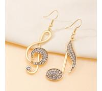 Boucles d'oreilles pour femmes de couleur or exquise avec design de note de musique et strass brillants - cadeau idéal pour les fêtes ou les amateurs de musique, la Saint-Valentin, la mère, la fête de