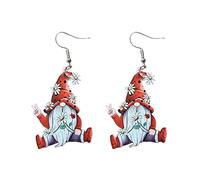 Boucles D'Oreilles Pour Femmes d'oreilles Acrylique Cadeaux Nain Lutin de Pâques (Red, One Size)