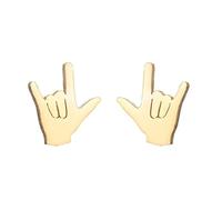 Boucles d'Oreilles pour Femmes d'oreilles en acier inoxydable personnalisées Je t'aime Signe de la main Signe pour femmes Bijoux minimaux (A,One Size)