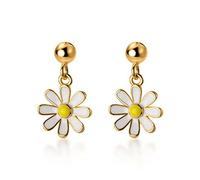 Boucles d'oreilles pour femmes émail du tournesol boucles d'oreilles courtes 925 boucles d'oreilles de fleurs de marguerite mode bijoux élégants boucles d'oreilles haut de gamme