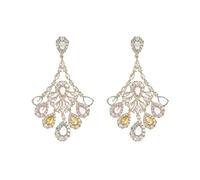 Boucles d'oreilles pour femmes en argent S925 avec aiguille en zircon coloré micro-incrusté fait à la main en cuivre plaqué or