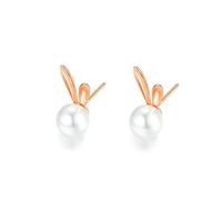 Boucles d'oreilles pour Femmes en Argent Sterling Lapin Naturel Grosses Perles Boucles d'oreilles Femme Nouvelle marée Boucles d'oreilles Niche élégante Haute Sens pour