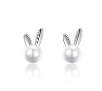Boucles d'oreilles pour femmes en argent sterling lapin naturel grosses perles boucles d'oreilles femme nouvelle marée boucles d'oreilles niche élégante haute sens pour