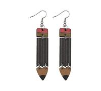 Boucles D'Oreilles Pour Femmes Enseignement Apprentissage Crayon Double Face D'oreilles En Bois Graduation Saison Retour À L'école Saison Étudiant Professeur (A, One Size)