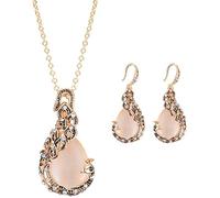 Boucles d'oreilles pour Femmes Filles Femmes Paon Waterdrop Collier avec Pendentif en Opale Faux Ensemble de joies