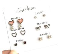 Boucles d'oreilles pour femmes peintes à la main dans un style ethnique, set de 6 paires, métal, taille 1-1.5 cm