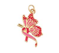 Boucles D'oreilles Pour Femmes Pendentif « Hope » Ruban Rose En Satin Convient Les Colliers Et Bracelets Sertis De Diamants Alliage Bracelet Anti-Cancer Avec Émail