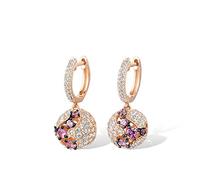 Boucles d'oreilles pour femmes pure brillant saphir rose blanc rond