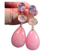 Boucles d'oreilles pour femmes rouges/blueturquoise quartz jade rose aventurine pierres d'oreilles en pierres naturelles avec 925 aiguilles argentées
