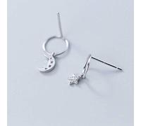 Boucles d'oreilles pour femmes, S925 Boucles d'oreilles coréen Fashion Diamond Diamond Star Moon Moucles d'oreilles Tempérament Personnalité Rose