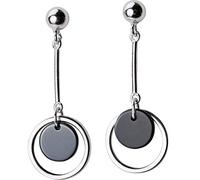 Boucles d'oreilles pour femmes, S925 Boucles d'oreilles femelles coréennes simples boucles d'oreilles rondes noir personnalité féminine géométrique une paire