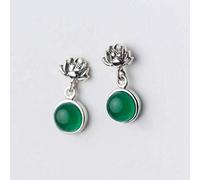 Boucles d'oreilles pour femmes, S925 Boucles d'oreilles Tempérament femelle coréen Lotus Round Round Boucles d'oreilles Personnalité JewelryGreen